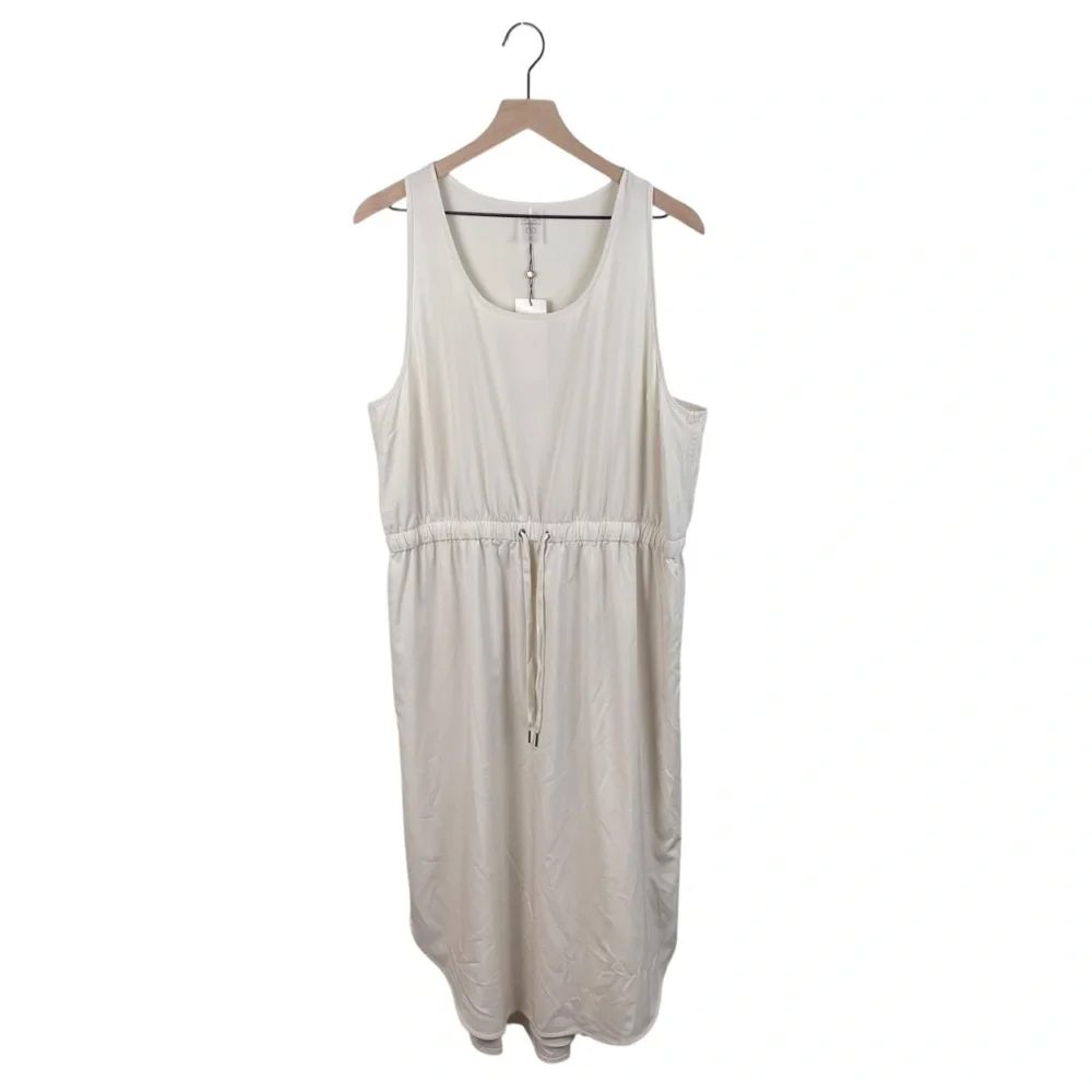 NEW Calia Racerback Midi Dress Birch Women's Size XL Drawstring Waist Athleisure - Picture 2 of 10